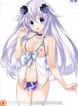  adult_neptune babydoll beads breasts choujigen_game_neptune cupless_babydoll gabriel_grayford hair_ornament hairclip highres kami_jigen_game_neptune_v large_breasts lingerie long_hair navel neptune_(series) nipples purple_eyes purple_hair ribbon see-through simple_background solo underwear 