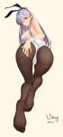  1girl 2019 absurdres anastasia_(fate/grand_order) animal_ears aqua_eyes artist_name ass ass_grab back bangs bare_arms bare_legs bare_shoulders barefoot blush breasts brown_legwear bunny_ears bunny_girl bunny_tail bunnysuit cameltoe closed_mouth commentary_request dated deep_skin earrings eyebrows_visible_through_hair fake_animal_ears fate/grand_order fate_(series) feet fingernails from_behind full_body grabbing_own_ass gradient gradient_hair hair_between_eyes hand_on_ass hand_on_own_ass highres jewelry large_breasts leotard long_fingernails long_hair looking_at_viewer looking_back miyama_tsubaki_me multicolored_hair nail_polish no_shoes original pantyhose pink_nails presenting purple_hair pussy sidelocks signature silver_hair simple_background skindentation soles solo spread_ass spread_pussy strapless strapless_leotard tail tearing_up tears thighband_pantyhose thighs toes wrist_cuffs 