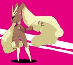  anthro big_ears black_sclera brown_fur clothing female footwear fur hatenakayubi lagomorph lopunny mammal necktie nintendo pink_eyes pok&eacute;mon pok&eacute;mon_(species) shoes simple_background solo video_games wide_hips yellow_fur 