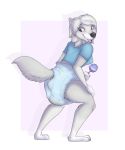  alpha_and_omega anthro arctic_wolf biped bodily_fluids canid canine canis clothing crouching diaper feces female fur genital_fluids hair hi_res lilly_(alpha_and_omega) looking_back mammal messy_diaper pooping scat shirt side_view soiling tailbiter topwear urine watersports wet_diaper wetting wolf 
