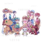  3girls 5boys agumon blonde_hair blue_eyes blue_hair brown_eyes brown_hair commentary_request digimon digimon_adventure gabumon glasses gloves goggles goggles_on_head hat huan_li ishida_yamato izumi_koushirou kido_jou long_hair medium_hair multiple_boys multiple_girls palmon patamon piyomon shirt short_hair tachikawa_mimi tailmon takaishi_takeru takenouchi_sora tentomon yagami_hikari yagami_taichi 