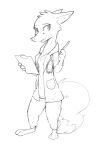  black_and_white canid canine clipboard female fox hi_res lab_coat mammal monochrome pencil_(disambiguation) solo zhan 