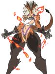  anthro big_breasts breasts clothing female fire hair hi_res jijis-waifus lizard looking_at_viewer non-mammal_breasts reptile scalie solo thong white_hair 