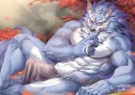  2019 5_fingers black_nose blush canid canine canis clothing detailed_background erection fingers fundoshi fur grey_fur humanoid_hands japanese_clothing law_(sdorica_sunset) mammal multicolored_fur one_eye_closed penis rabbity sdorica sdorica_sunset signature tree two_tone_fur underwear white_fur wolf yellow_eyes 
