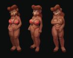  2019 anthro bikini black_background breasts brown_bear brown_hair clothing covering covering_breasts digital_media_(artwork) disney female flo hair hi_res looking_at_viewer mammal rebecca_cunningham simple_background smile solo swimwear talespin ursid ursine 