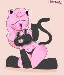  2019 anthro big_breasts breasts cat_lingerie clothed clothing eyes_closed fake_tail female hair hi_res horaco jigglypuff jillgglypuff lingerie mammal navel nintendo open_mouth pink_hair pok&eacute;mon pok&eacute;mon_(species) simple_background solo video_games 