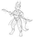  animate_inanimate anthro armor bonyrubberwolf bulge canid canine digitigrade faceless fox hi_res living_rubber lunarmage male mammal melee_weapon null polearm solo weapon 