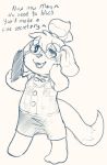  2019 animal_crossing anthro blush bottomwear canid canine canis clothing dialogue domestic_dog dress english_text featureless_feet female gender_transformation hair hand_on_face hi_res isabelle_(animal_crossing) lutrine male mammal mao_otter monochrome mtf_transformation mustelid nintendo open_mouth shih_tzu skirt stormdragonblue text toy_dog transformation video_games 