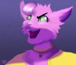  bojack_horseman clothed clothing domestic_cat fangs felid feline felis female fur green_eyes hair jewelry mammal marrieskunk necklace open_mouth pink_fur pink_hair princess_carolyn slit_pupils solo teeth whiskers 