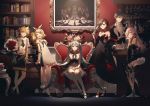  book bow dress drink elbow_gloves flowers gloves hatsune_miku kagamine_len kagamine_rin kaito long_hair megurine_luka meiko rella short_hair thighhighs vocaloid 