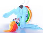  ass_up ball_gag blush bodily_fluids dildo equid equine feathered_wings feathers female friendship_is_magic gag genital_fluids hair mammal multicolored_hair my_little_pony omiart penetration pterippus purple_eyes pussy pussy_juice rainbow_dash_(mlp) rainbow_hair sex_toy simple_background spread_legs spreading underhoof vaginal vaginal_penetration wings 