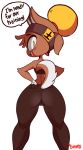  2019 animated anthro brown_fur butt bāozi camel_toe canid canine canis clothed clothing diives domestic_dog female fur hi_res looking_at_viewer looking_back mammal open_mouth signature simple_background solo white_background xingzuo_temple 