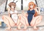  2girls bath bathtub crossover girls_frontline kantai_collection kinhasu mutsu_(kancolle) necklace spread_legs springfield_(girls_frontline) swimsuit 