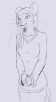  anthro breasts clothed clothing dress female fully_clothed hair hi_res long_hair lord_magicpants mammal monochrome mouse multi_breast murid murine rodent smile solo whiskers 