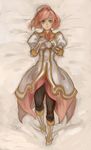  3838383 bad_id bad_pixiv_id boots dress estellise_sidos_heurassein full_body gloves green_eyes highres knee_boots pants pink_hair short_hair solo tales_of_(series) tales_of_vesperia white_background 