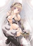  bad_id bad_pixiv_id bare_shoulders blonde_hair breasts bridal_gauntlets copyright_request large_breasts long_hair navel purple_eyes solo sword thighhighs weapon wings xi_daisei 