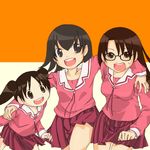  azumanga_daiou bad_id bad_pixiv_id brown_eyes brown_hair glasses highres mihama_chiyo mizuhara_koyomi multiple_girls school_uniform takino_tomo 