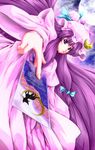  bad_id bad_pixiv_id bishoujo_senshi_sailor_moon card cat crescent hat highres holding holding_card itsuku long_hair patchouli_knowledge purple_eyes purple_hair ribbon solo touhou 