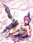  ass ayane_(doa) breasts cleavage dead_or_alive headband large_breasts legs long_legs maeda_hiroyuki ninja ninja_gaiden ninja_gaiden_sigma ninja_gaiden_sigma_2 purple_hair red_eyes ribbon short_hair solo sword thighs weapon 