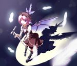  animal_ears boots feathers hat microphone_stand music mystia_lorelei one_eye_closed open_mouth pink_hair purple_eyes ryosios short_hair singing solo touhou wings 