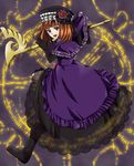  bad_id bad_pixiv_id blue_eyes boots bow dress elbow_gloves eva_beatrice flower frills gloves hat orange_hair rakkiisutoraiku ribbon rose see-through solo staff umineko_no_naku_koro_ni 