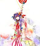  aqua_eyes bad_id bad_pixiv_id crescent flower hat long_hair patchouli_knowledge purple_hair sakuma solo touhou traditional_media watercolor_(medium) 