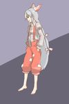  aharan bad_id bad_pixiv_id barefoot bow feet fujiwara_no_mokou hair_bow hands_in_pockets long_hair pants silver_hair solo suspenders touhou 