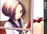  bob_cut book bookmark brown_eyes digital_media_player earphones kobayakawa_rinko love_plus luna_lia school_uniform serafuku short_hair solo train_interior 