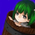  bucket green_hair in_bucket in_container kisume kutouten short_hair solo touhou twintails wooden_bucket 