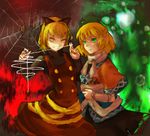  arm_warmers bad_id bad_pixiv_id blonde_hair bow bug chianti green_eyes hair_bow kurodani_yamame mizuhashi_parsee multiple_girls pointy_ears scarf short_hair spider touhou 