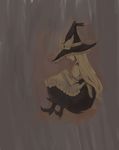  closed_eyes dark hat hat_ribbon kirisame_marisa lonely marisaski monochrome ribbon sad sitting solo touhou witch witch_hat 