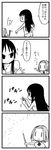  4koma akiyama_mio casual comic greyscale hairband happy hizaki_ryuuta k-on! long_hair minigirl monochrome multiple_girls school_uniform scissors short_hair tainaka_ritsu toothpick translated |_| 