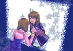  blue_eyes brown_hair bug butterfly crown different_reflection dual_persona insect reflection shiguya umineko_no_naku_koro_ni ushiromiya_maria 