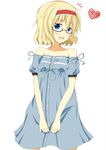  alice_margatroid alternate_costume bad_id bad_pixiv_id bare_shoulders bespectacled contemporary fashion glasses hairband heart ice_(doragon) solo touhou 