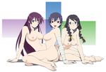  :d bakemonogatari bandages barefoot black_hair blue_eyes blue_hair braid breasts feet frown hair_ribbon hanekawa_tsubasa jpeg_artifacts kanbaru_suruga large_breasts legs long_hair monogatari_(series) multiple_girls nekomonogatari nude open_mouth purple_eyes purple_hair red_eyes ribbon sabachiyo_land senjougahara_hitagi short_hair smile twin_braids twintails 