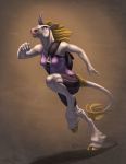  2012 5_fingers anthro blue_eyes clothed clothing digital_media_(artwork) equid female fingers hooves horn katie_hofgard mammal running solo unicorn 