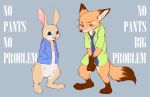  2018 3_toes 4_fingers anthro biped black_eyes black_nose blush bottomless brown_ears brown_fur brown_tail canid canine claws clothed clothing covering covering_crotch covering_self digital_media_(artwork) dipstick_ears dipstick_tail disney dogear218 duo english_text eyebrows fingers fox full-length_portrait fur gloves_(marking) grey_background lagomorph leg_markings leporid long_ears long_tail looking_at_viewer male mammal markings multicolored_ears multicolored_fur multicolored_tail necktie nick_wilde open_mouth open_smile orange_ears orange_fur orange_tail partially_clothed peter_rabbit peter_rabbit_(series) portrait rabbit shirt short_tail simple_background smile socks_(marking) standing tan_ears tan_fur tan_tail text toe_claws toes topwear two_tone_ears two_tone_fur two_tone_tail white_fur zootopia 