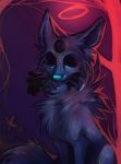  2019 ambiguous_gender blue_nose canid canine dedpassm digital_media_(artwork) feral fur mammal purple_fur sitting solo zenirix 