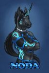  2012 anthro black_hair blue_eyes digital_media_(artwork) equid hair horn katie_hofgard looking_at_viewer male mammal solo unicorn 