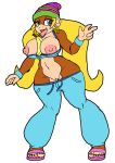  anthro ape banana big_breasts blonde_hair blue_eyes breasts clothed clothing donkey_kong_(series) ear_piercing female food fruit fur hair haplorhine hat headgear headwear kohdoku kong long_hair mammal monkey nintendo nipples open_mouth piercing plant primate simple_background smile solo standing thick_thighs tiny_kong tongue tongue_out undressing video_games white_background wide_hips 