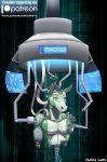 2017 anthro blank_stare digital_media_(artwork) equid equine green_eyes hi_res horse libra-11 machine mammal patreon robot robotic_arm smile solo 