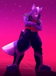  2019 anthro canid canine canis clothed clothing digital_media_(artwork) fur habiyeru hi_res jacket looking_at_viewer male mammal nintendo shirt simple_background smile solo standing star_fox topwear video_games wolf wolf_o&#039;donnell 
