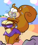  anthro ball_gag bdsm big_breasts bikini bondage bound breasts brown_fur clothed clothing female fur gag gagged hi_res kneeling mammal nickelodeon rodent rope sandy_cheeks sciurid seaside solo spongebob_squarepants swimwear tempson tree_squirrel 