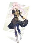  1girl absurdres bangs blush bomssp closed_mouth epaulettes fire_emblem fire_emblem:_three_houses full_body garreg_mach_monastery_uniform highres long_hair long_sleeves looking_at_viewer lysithea_von_ordelia pantyhose pink_eyes simple_background solo uniform upper_body white_background white_hair 