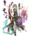  1girl ankle_boots aqua_eyes birdcage boots brown_hair cage chain dress eyebrows_visible_through_hair full_body gloves gretel_(sinoalice) grin hansel_(sinoalice) ji_no looking_at_viewer official_art reverse_grip shaded_face short_hair side_slit sinoalice smile solo sword thigh_strap transparent_background weapon 
