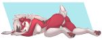  2019 anthro blush breasts butt eternity-zinogre female hi_res looking_at_viewer lycanroc midnight_lycanroc nintendo nipples nude pawpads pok&eacute;mon pok&eacute;mon_(species) pussy simple_background smile solo video_games 