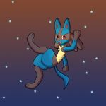  1:1 3_fingers 3_toes ambiguous_gender blue_fur canid fingers fur hi_res invalid_tag looking_at_viewer lucario mammal nintendo persegan pok&eacute;mon pok&eacute;mon_(species) simple_background solo spikes toes video_games yellow_fur 