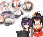  6+girls aqua_bikini azur_lane bikini black_bikini black_dress blue_eyes blush breasts buttons cleavage commentary_request covered_nipples drawing_tablet dress faceless faceless_female female_commander_(azur_lane) formidable_(azur_lane) formidable_(the_lady_of_the_beach)_(azur_lane) frills giulio_cesare_(azur_lane) giulio_cesare_(fitness_master)_(azur_lane) head_out_of_frame kuavera large_breasts long_hair medium_hair mole mole_under_mouth multicolored_hair multiple_girls o-ring o-ring_top one-piece_swimsuit platinum_blonde_hair purple_hair red_dress red_hair short_hair stylus swimsuit taihou_(azur_lane) thinking translation_request trento_(azur_lane) trento_(summer&#039;s_hotness?)_(azur_lane) twintails two-tone_hair underboob zara_(azur_lane) zara_(poolside_coincidence)_(azur_lane) 