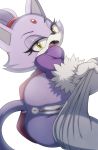  2019 anthro anus blaze_the_cat clothed clothing cute_fangs domestic_cat fangs felid feline felis female forehead_gem fur gloves hair handwear looking_at_viewer mammal multicolored_fur open_mouth pants_down partially_clothed purple_fur purple_hair pussy simple_background solo sonic_(series) tongue two_tone_fur undressing white_background wildblur yellow_eyes 