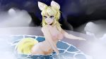  16:9 2019 anime barely_visible_genitalia barely_visible_pussy bathing big_breasts blonde_hair blue_eyes breasts canid canine digital_media_(artwork) fangs female hair happy hi_res hot_spring humanoid liru long_hair mammal meryiel navel night nipples nude outside pinup pose pussy renkin_3-kyuu_magical?_pokahn scar smile solo sponge standing water were werecanid werecanine werewolf wet 